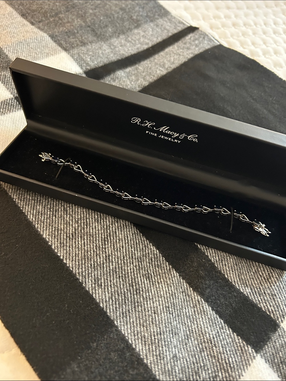 Macy's Sterling Silver with Sapphire Heart Link Bracelet